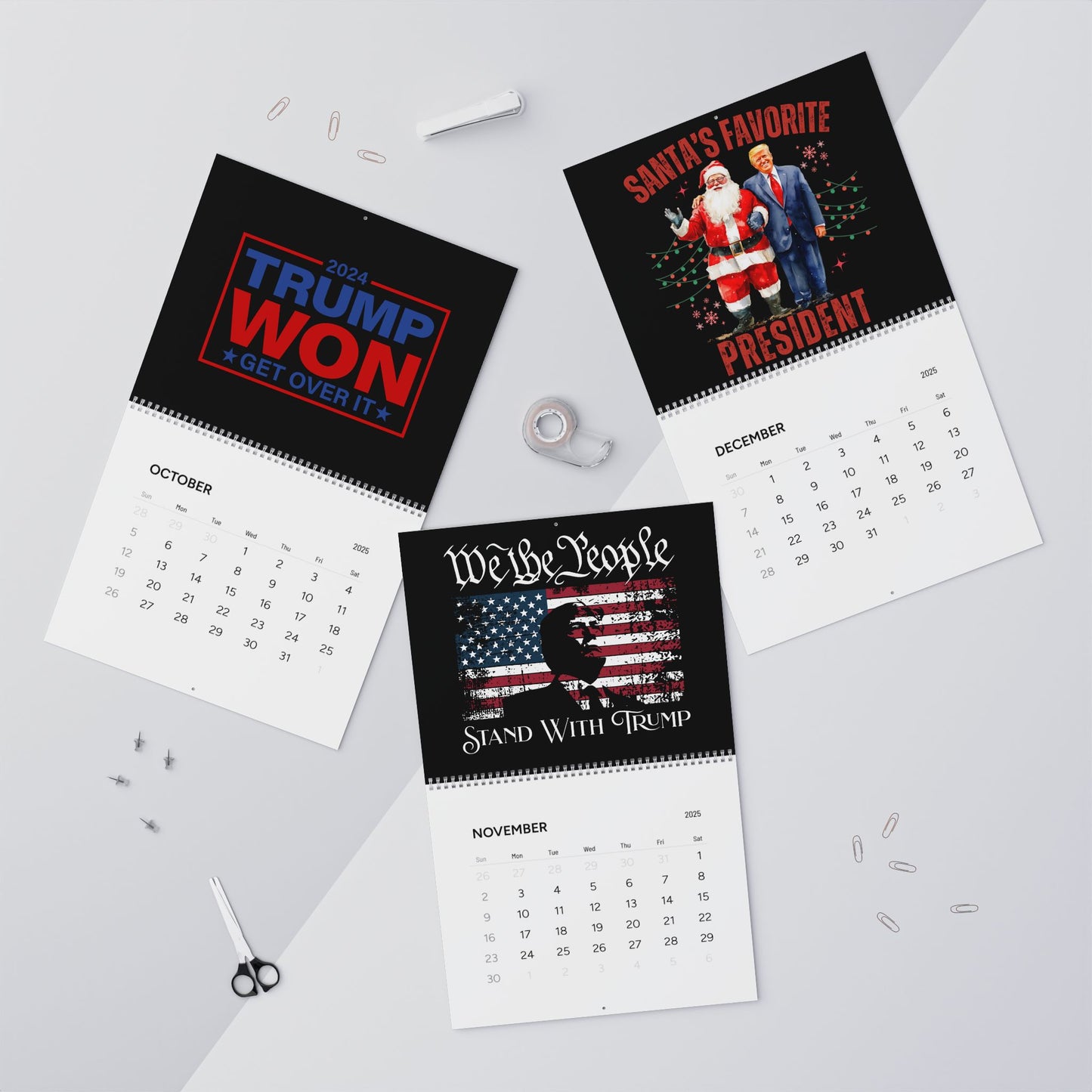 2025 Wall Calendar - TRUMP WON 2024 - Spiral Binding - Two Sizes - Matte Paper