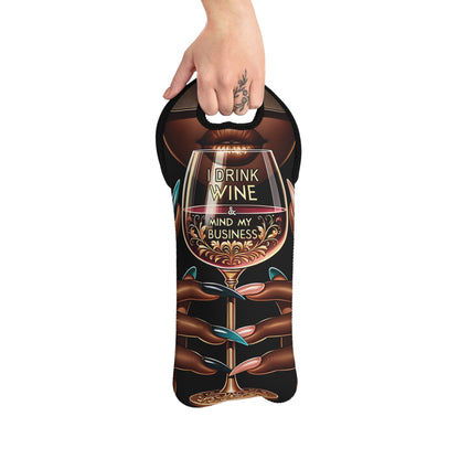 Neoprene Wine Tote Bag for Black Women - Pretty Rich Design - Mega Mug Shop